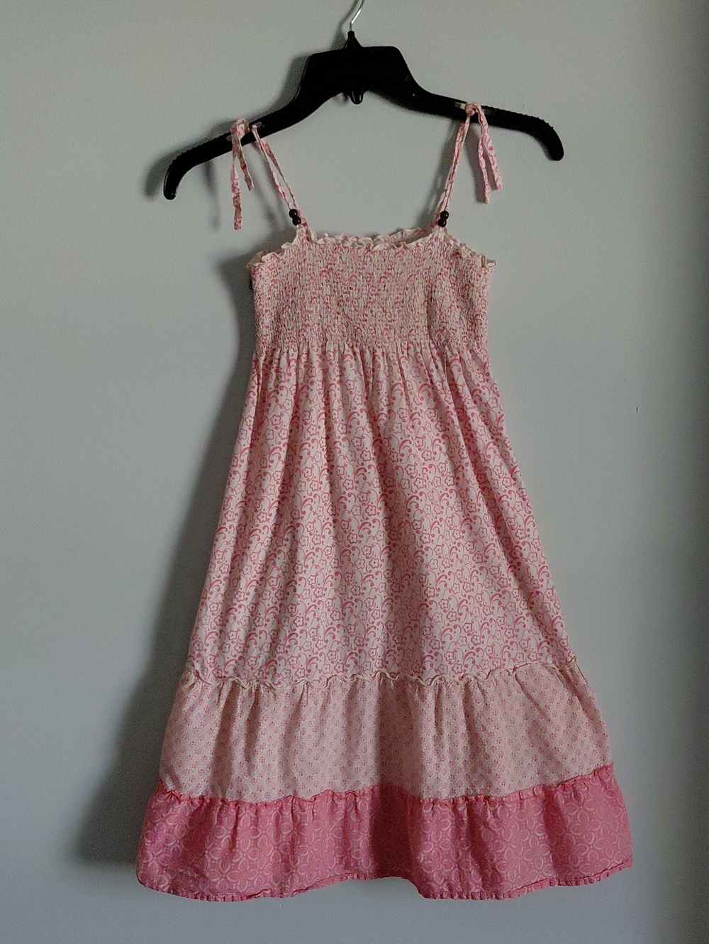 Oshkosh B'gosh Pink Floral Tiered Smocked Cotton Girls Dress